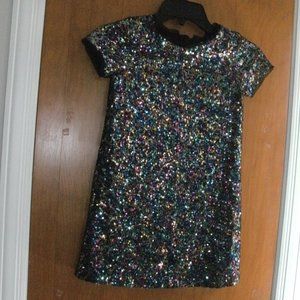 Pretty Gap Kids Multicolor Sequin Party Dress Short Sleeve Lined Back Zipper ~ S